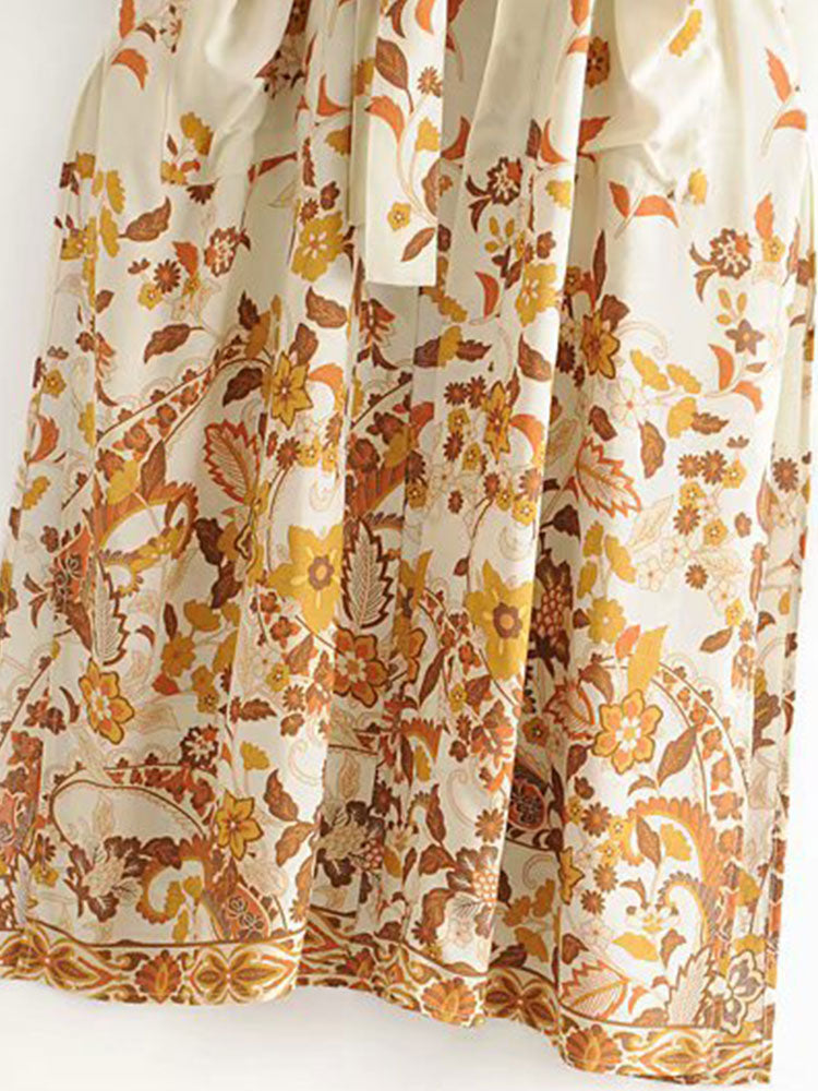 Beachwear & Partywear Floral Print Beige Color Cotton Long Length Gown Kimono Duster Robe 10