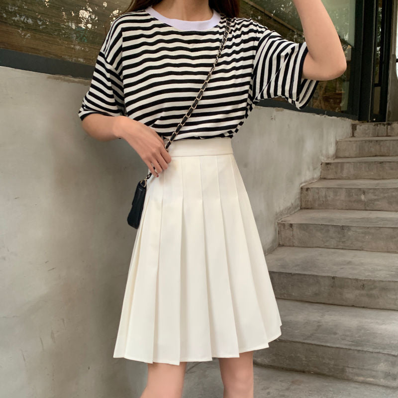 KittenAlarm - High Waist Knee Length Pleated Skirts