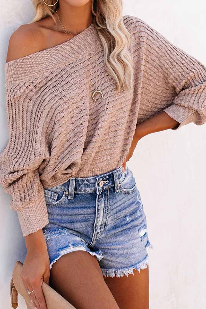 Florcoo Striped Off-Shoulder Sweater for Effortless Style