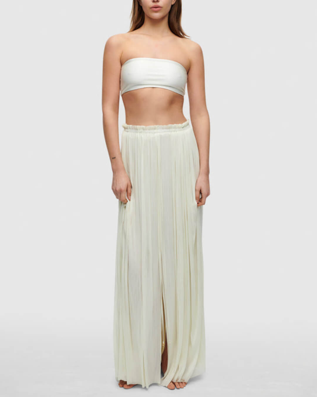 Tulle Pleated Elastic Waist Back LACE-UP Adjustable Halter Tank&Skirt - Fashionpara