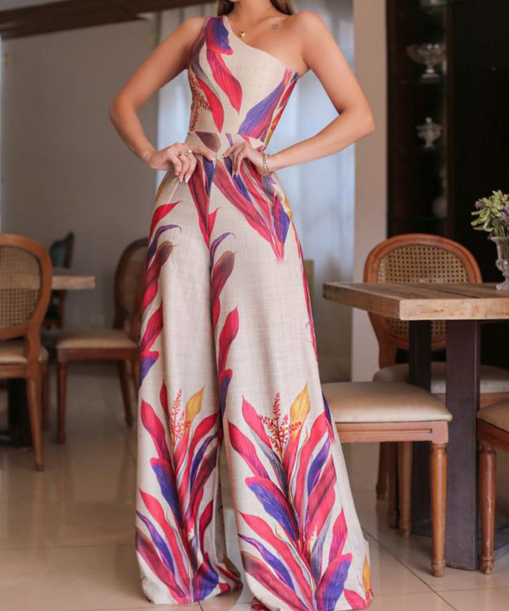 Artistic Botanical Print Jumpsuit - Fashionpara