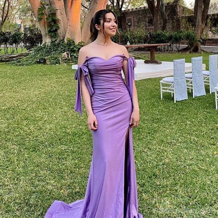 Sexy Purple Mermaid Off Shoulder Maxi Long Bridesmaid Dresses For Wedding Party