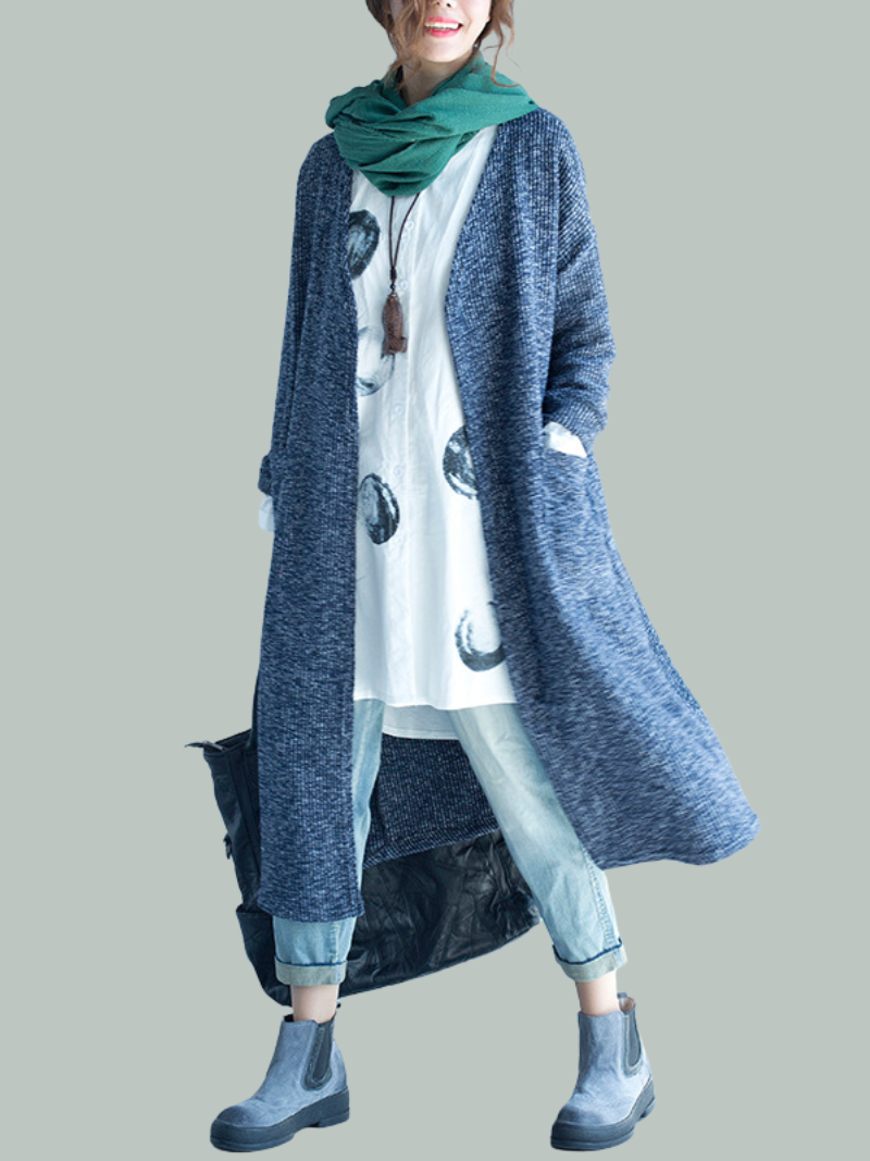 Women Cardigan Mid-Length Fashion Long-Sleeved Loose Thin Coat - Fashionpara