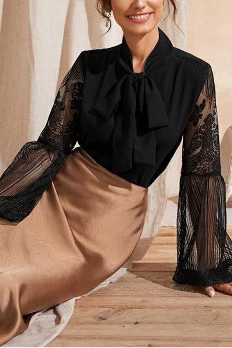 Florcoo Bow Lace Top - Fashionpara