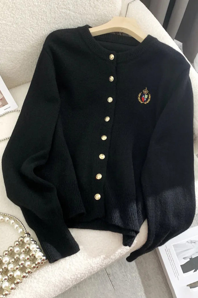 Orro Shop Casual O-neck Embroidered Long Sleeve Cardigan