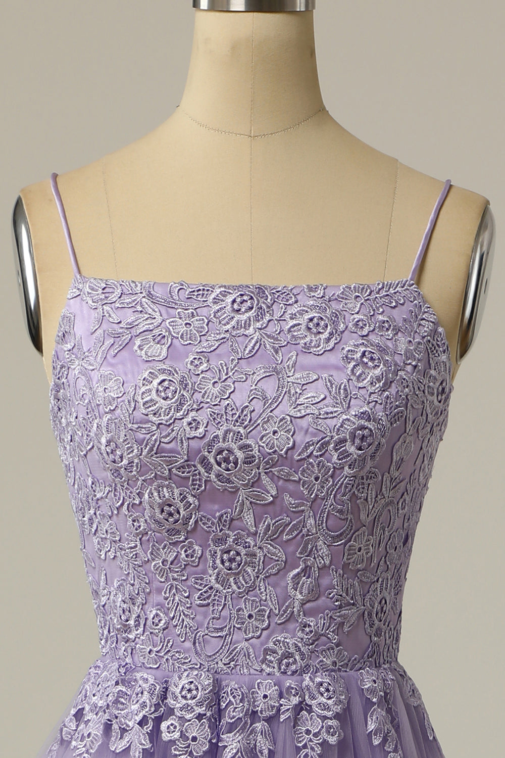 A Line Strapless Light Purple Long Prom Dress with Appliques - Fashionpara