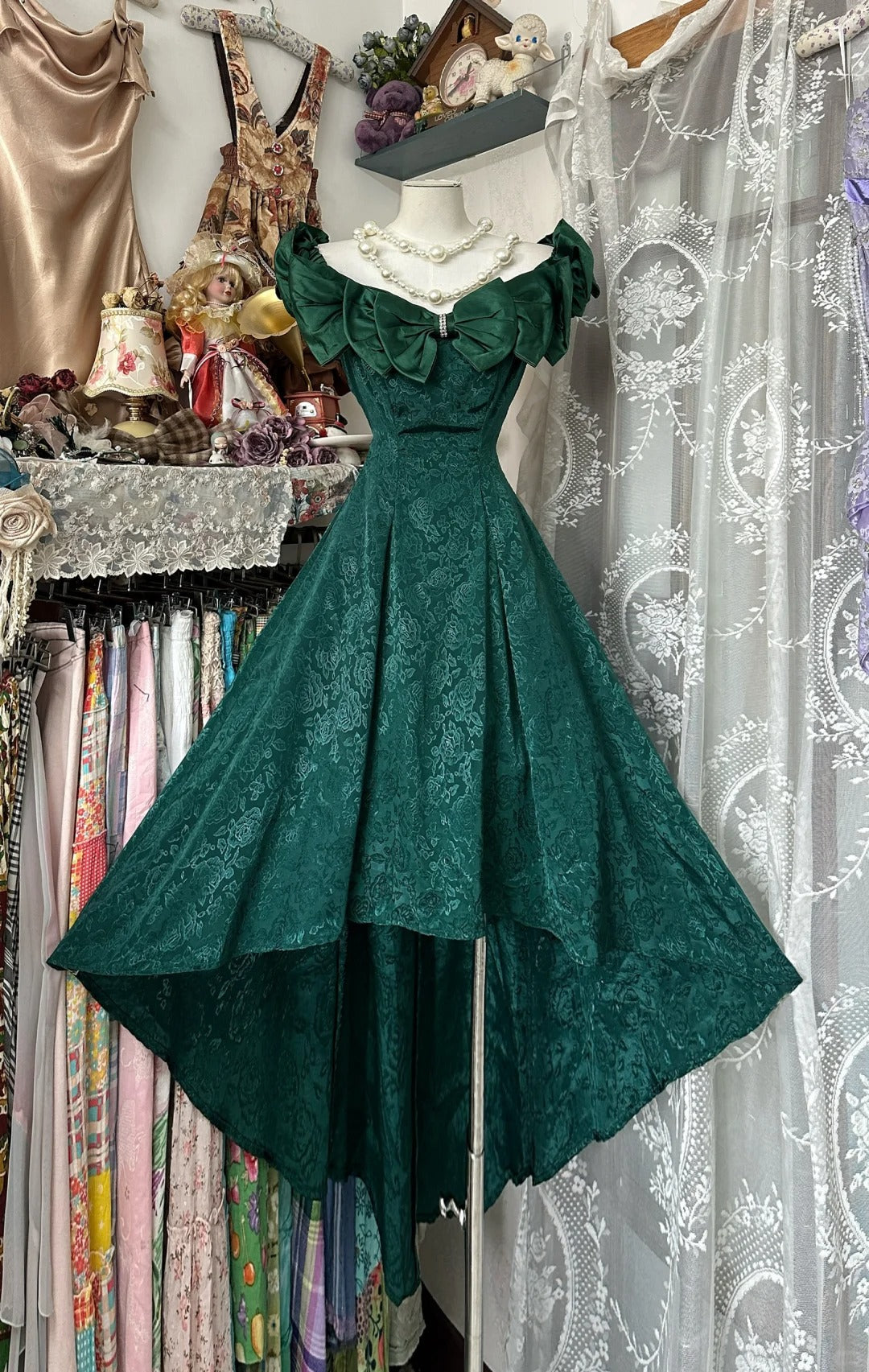 A Line Dark Green Vintage Evening Dress Elegant Sleeveless Prom Dress - Fashionpara