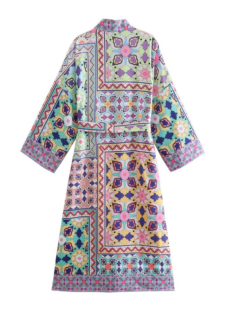 Summer Wear Printed Multicolor Kimono Gown Duster Robe 2