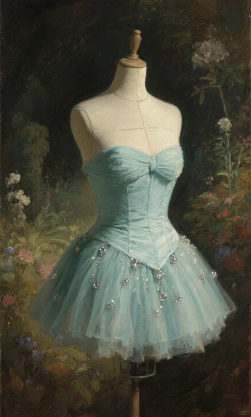 Vintage Strapless Short Prom Dress Birthday Party Dress Homecoming Dress - Fashionpara