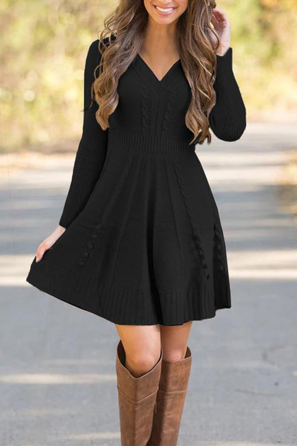 Fashion Solid Color Sweater Dress Fashionpara