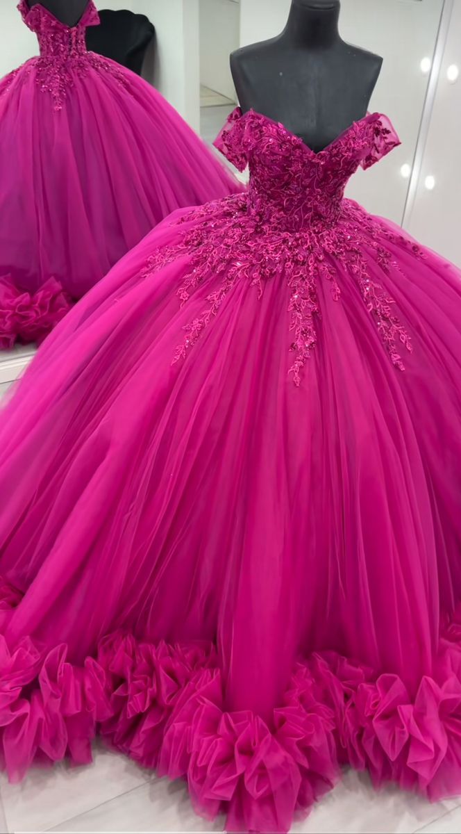 Design Princess Quinceanera Dresses Tiered Ruffles Appliques Sweet 16 Ball Gowns - Fashionpara