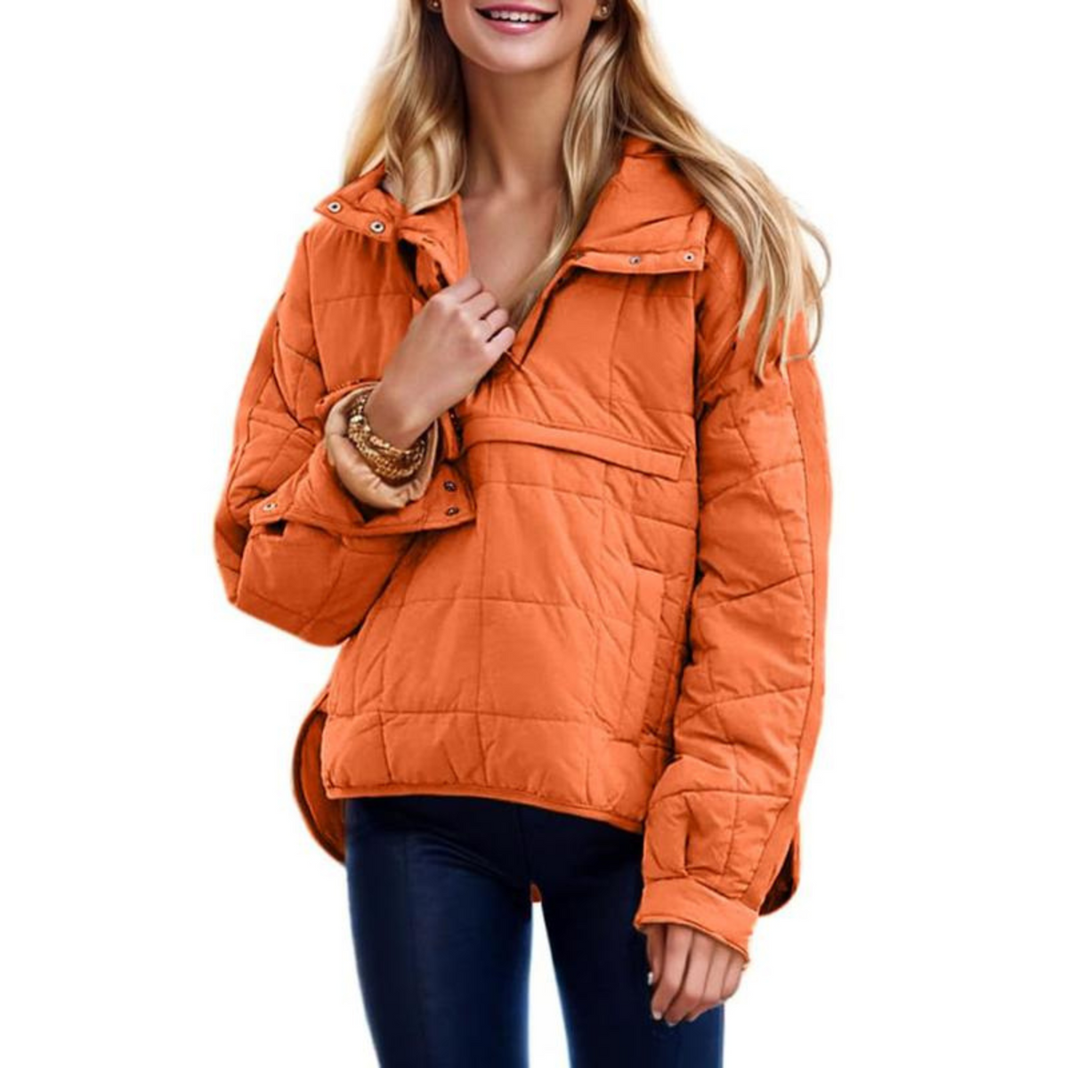 Quarter Button Quilted Pullover Jacket
