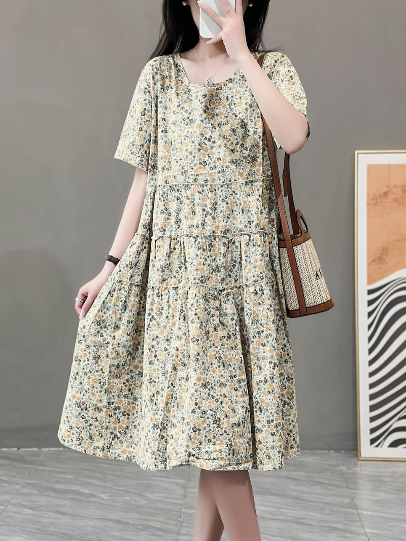 All You Need Cotton Round Neck A-line Dress - Fashionpara
