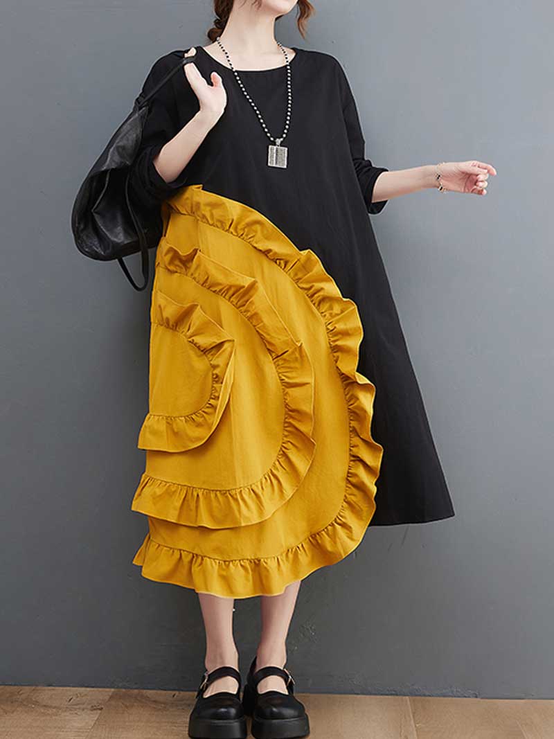 Stylish Ruffle A-Line Dress - Fashionpara