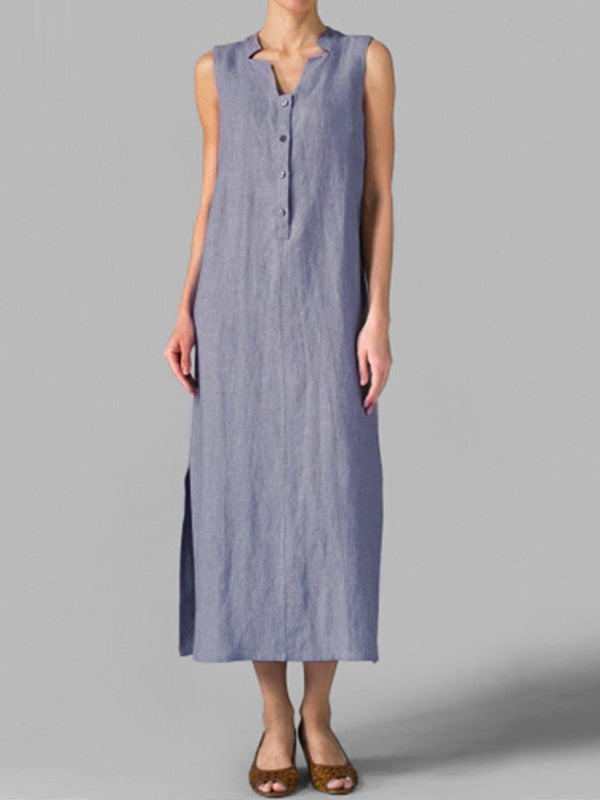 Button Align Slide-On Maxi Dress - Fashionpara