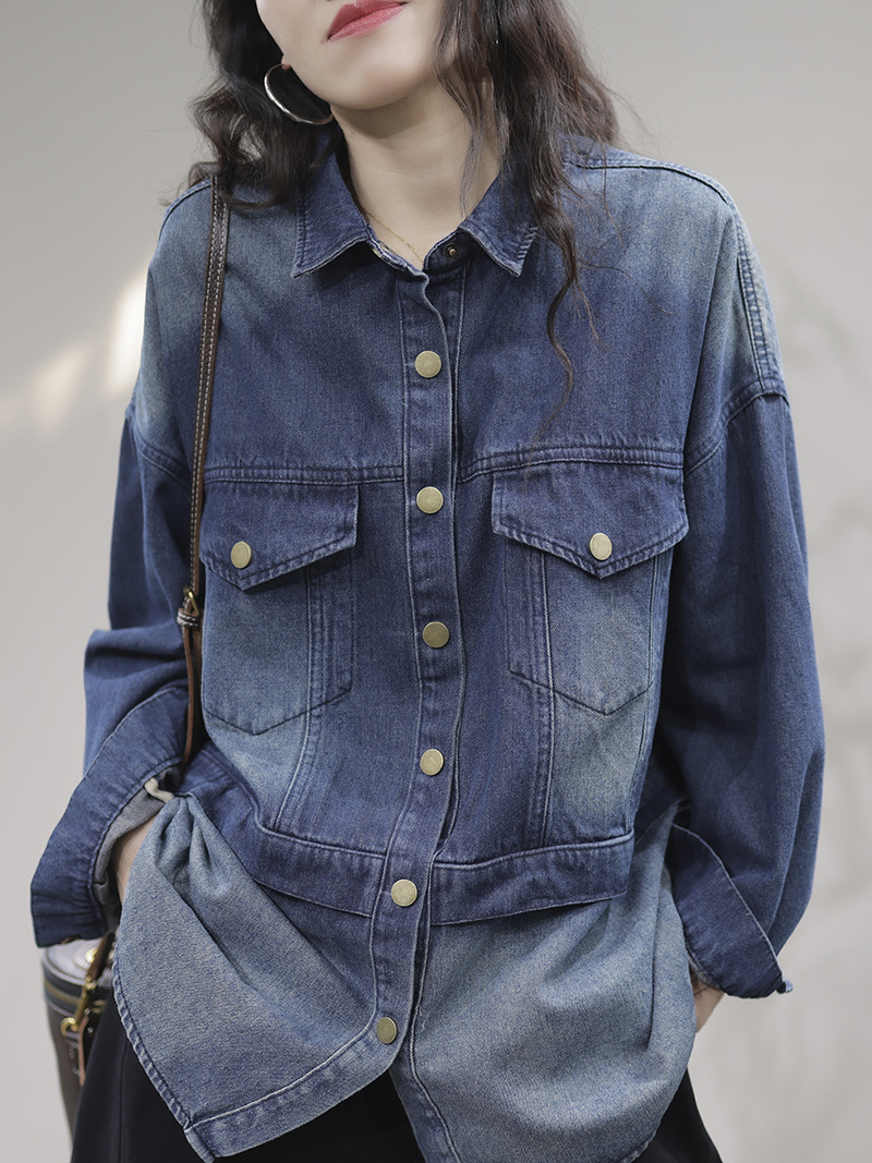 A beautiful Soul Denim Loose Long Sleeves Jacket - Fashionpara