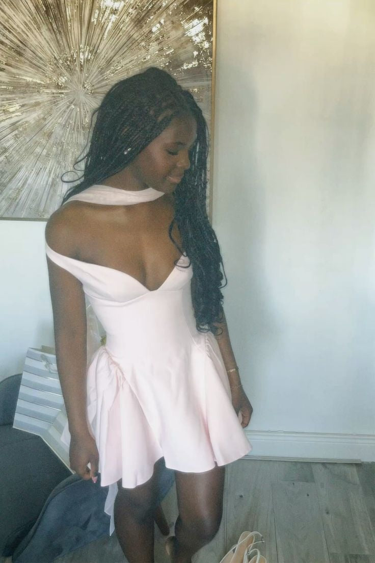 A Line Pink Birthday Outfit Short Evening Dress Short Party Dress Homecoming Dress - Fashionpara