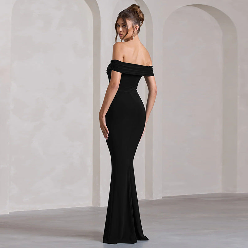 Off Shoulder Ruched High Slit Mermaid Maxi Gown 2