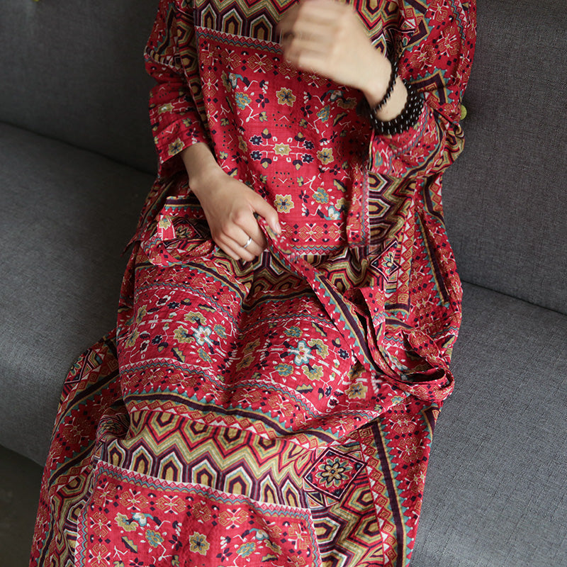 Wild Dreams Double Pocket Robe Maxi Dress - Fashionpara