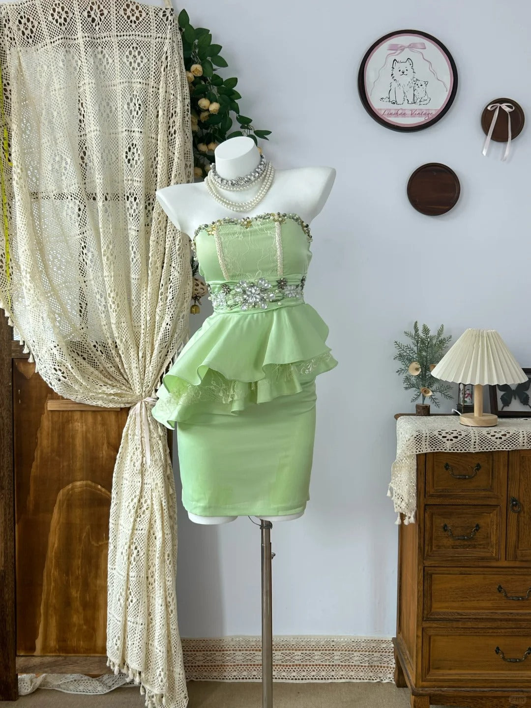 Green Vintage Evening Dress Elegant Sleeveless Short Prom Party Dress - Fashionpara