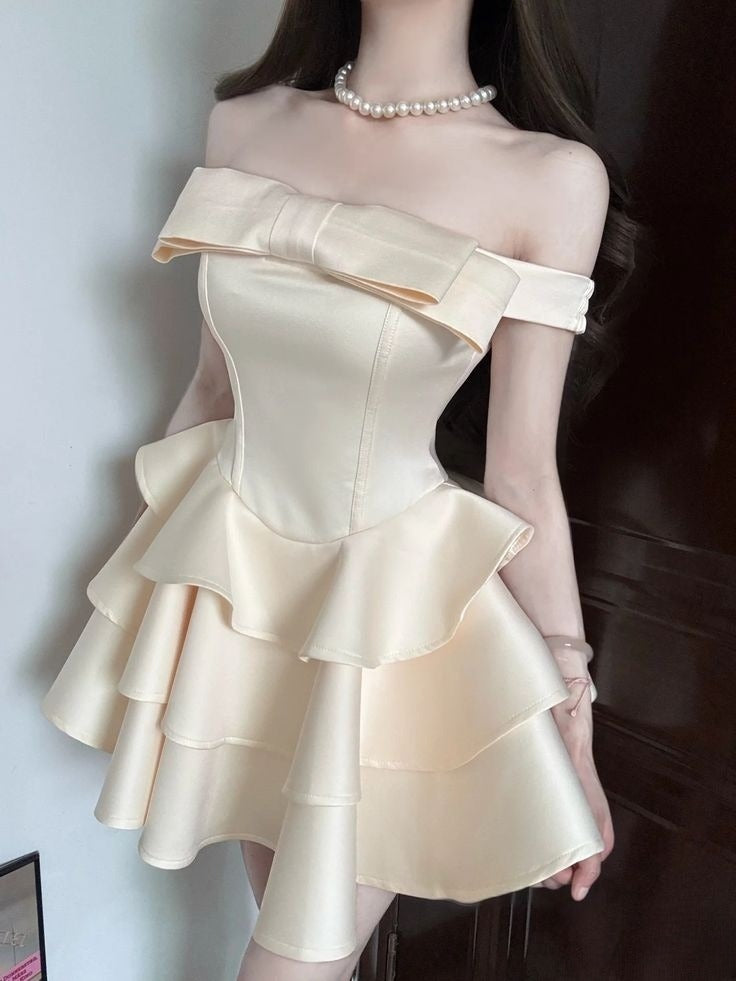 A Line Off Shoulder Short Evening Dress Cocktail Dresses Short Party Dress - Fashionpara