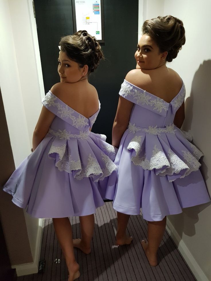 Lavender Bridesmaid Dresses Knee Length Wedding Party Gowns Plus Size Custom Made