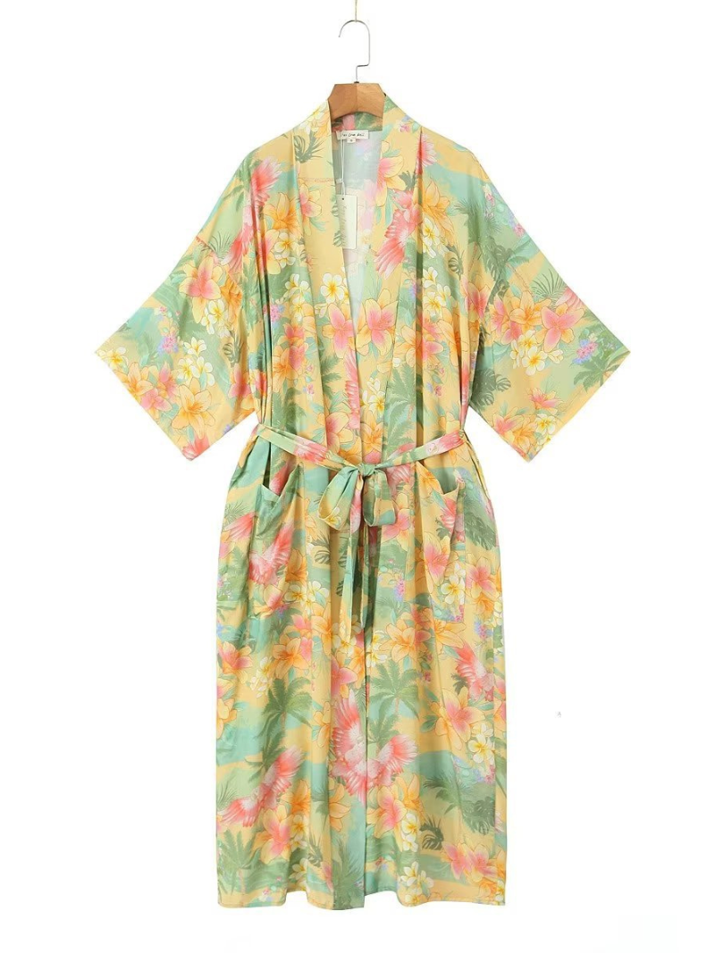 Pure Soul Lapel Collar Short Sleeves Kimono Jacket - Fashionpara