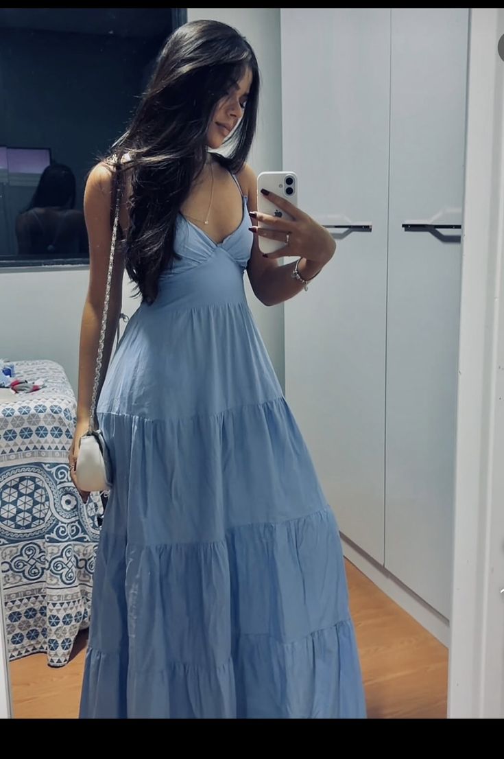 A Line Blue Fashion Long Prom Dress Evening Party Dresses - Fashionpara