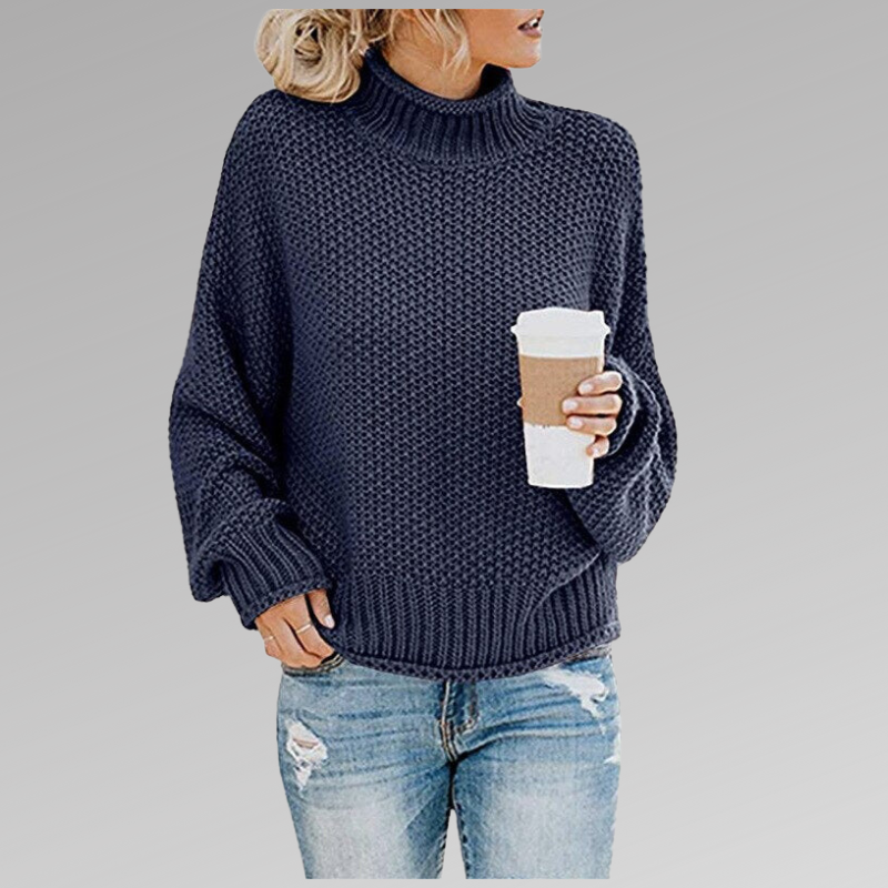 Turtleneck Drop Shoulder Chunky Knit Sweater 7