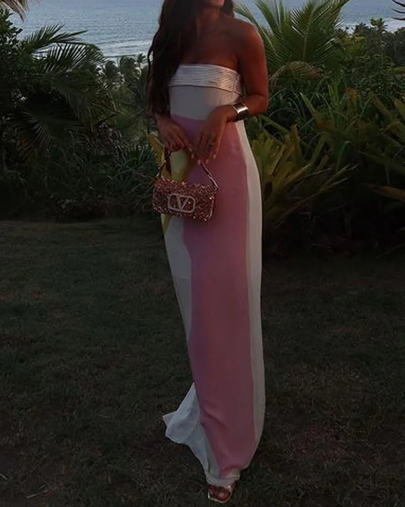 Fashion Holiday Strapless Printed Dress - Fashionpara