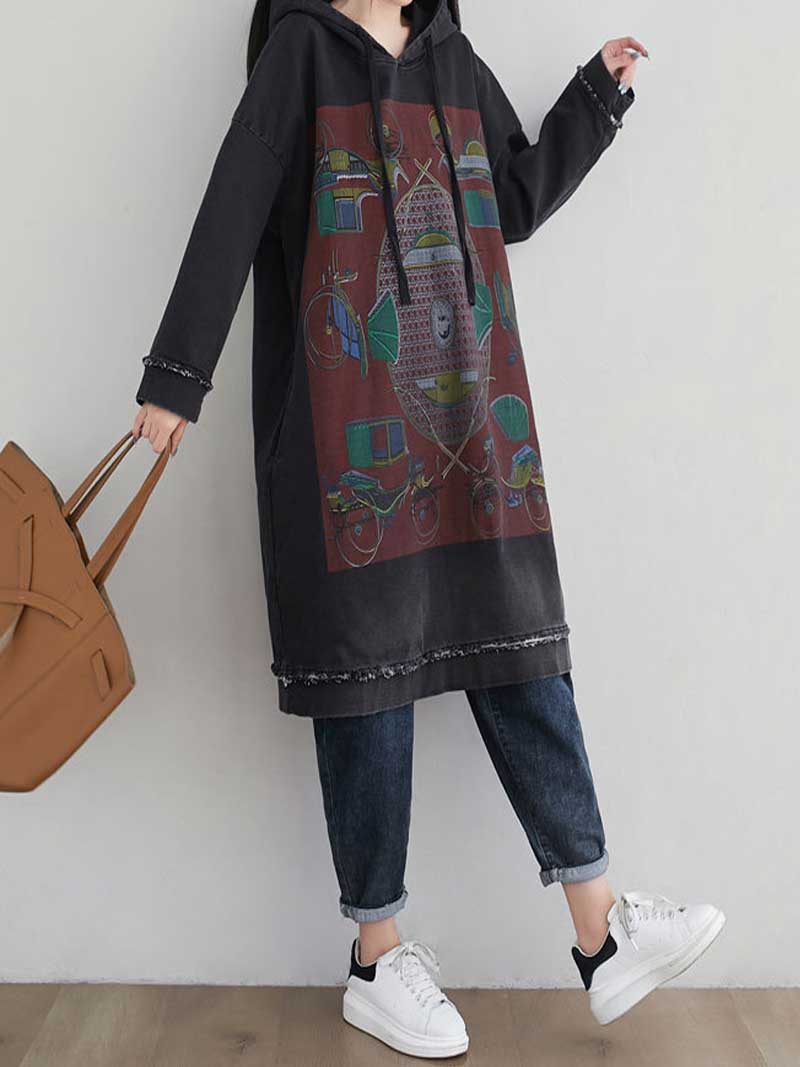 Feel My Love Hooded Sweater Midi Dress - Fashionpara