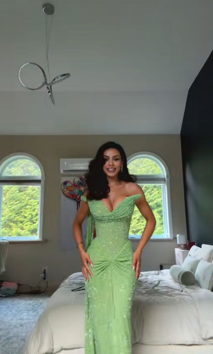 Green Elegant Long Party Dress Prom Dress New Arrive Mermaid Evening Dress - Fashionpara