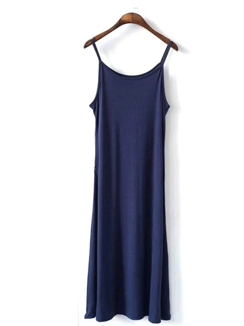 Modal Scoop-Neck Spaghetti-Strap Slip Midi Dress 3
