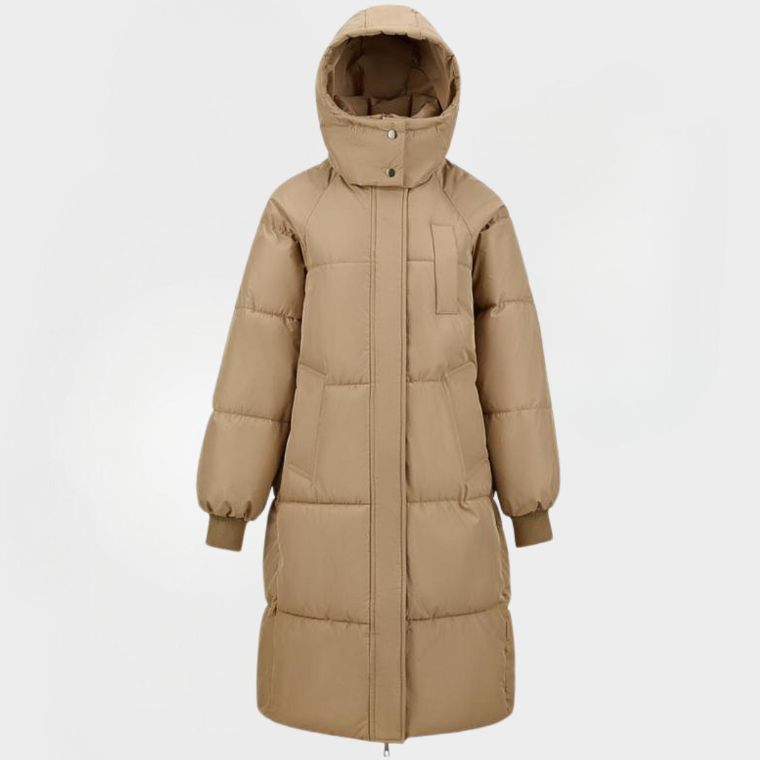 Hooded Zip Front Longline Puffer Coat 3