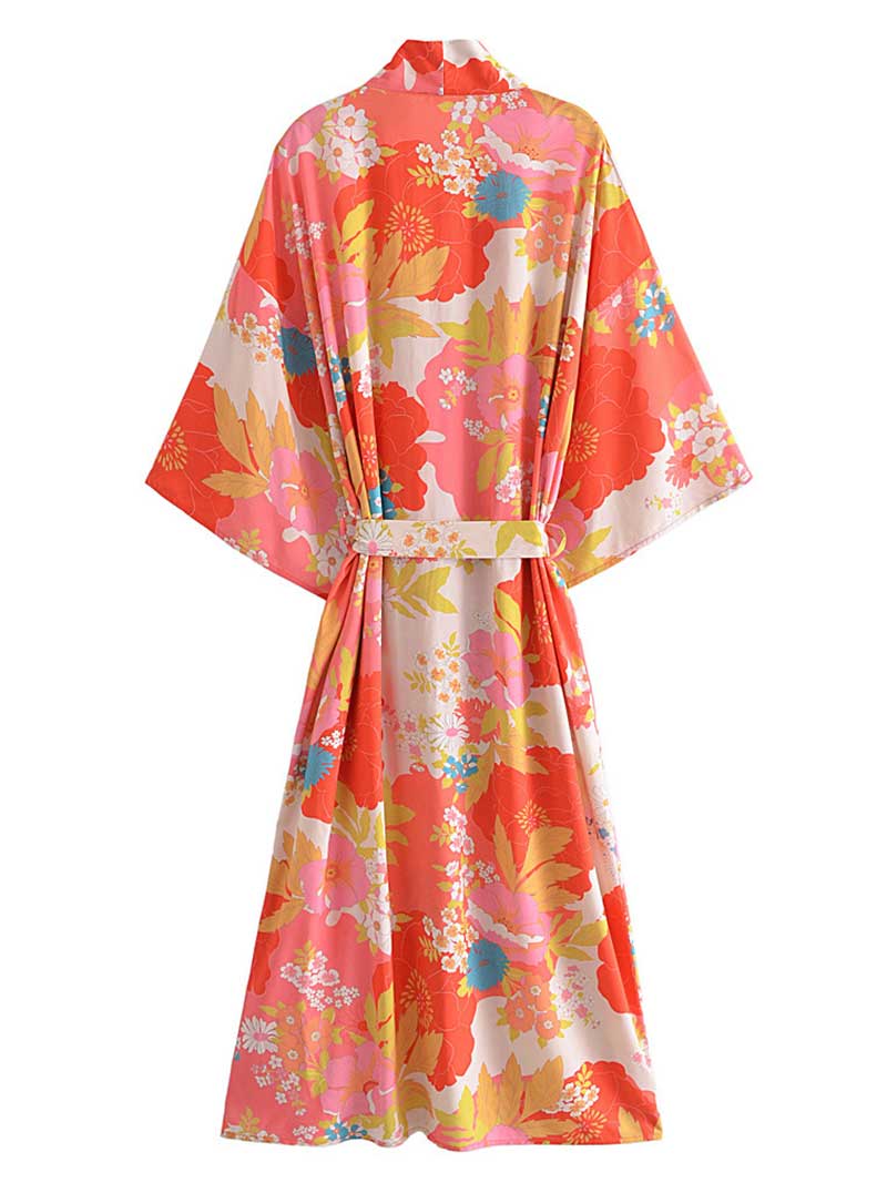 Partywear Gown Robe Floral Print Multicolor Color Cotton Long Length Gown Kimono 2