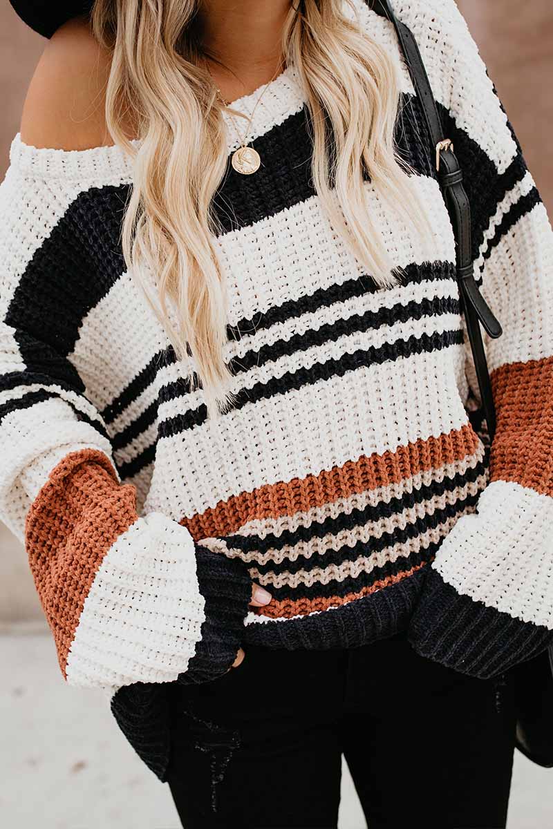 Florcoo Striped Knitted Sweater for Effortless Style