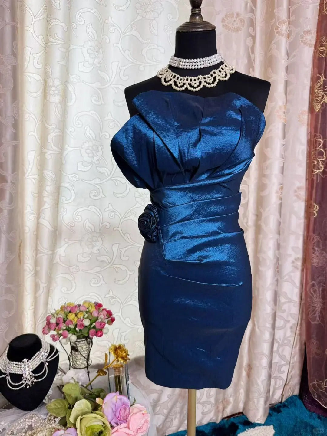 Royal Blue Birthday Outfit Short Evening Dress Short Party Dress Vintage Homecoming Dress - Fashionpara