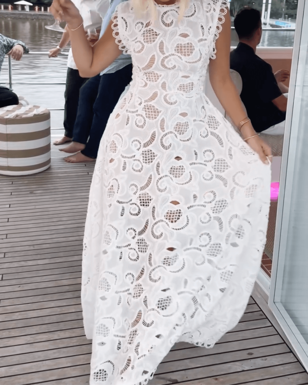 Cotton blend Corded Lace Maxi Dress - Fashionpara