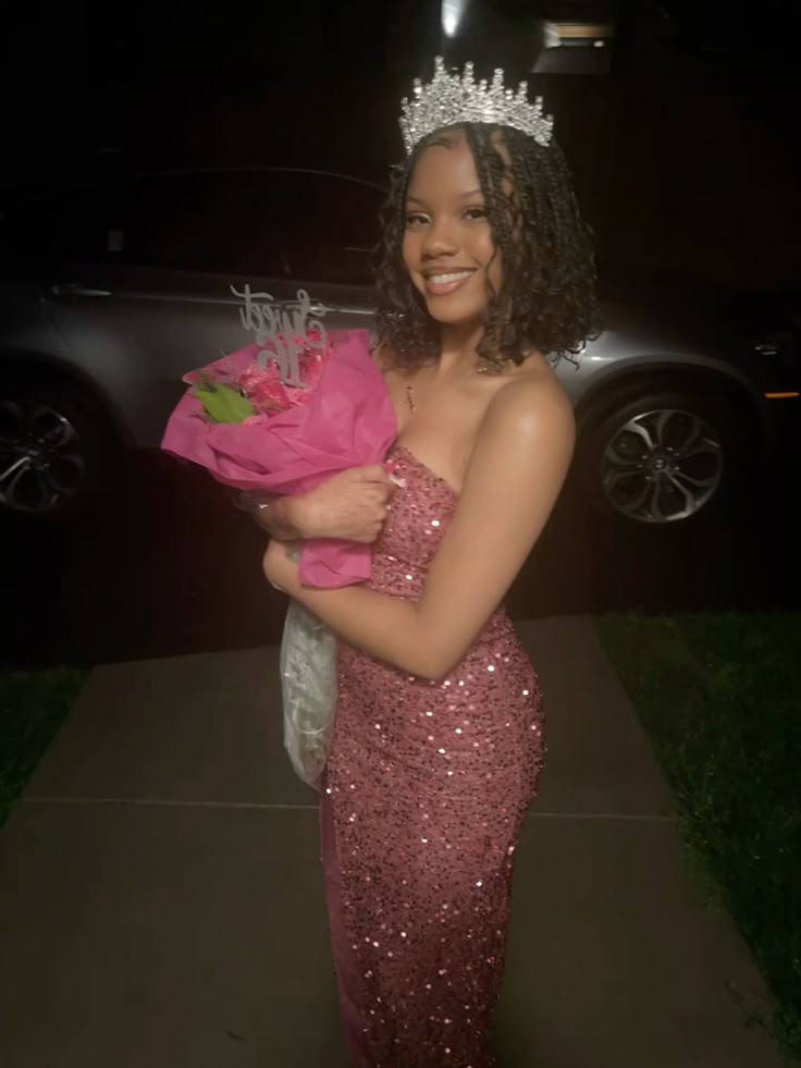 Rose Pink Sequin Long Birthday Dress Prom Dress New Arrive Party Dress Evening Dress - Fashionpara