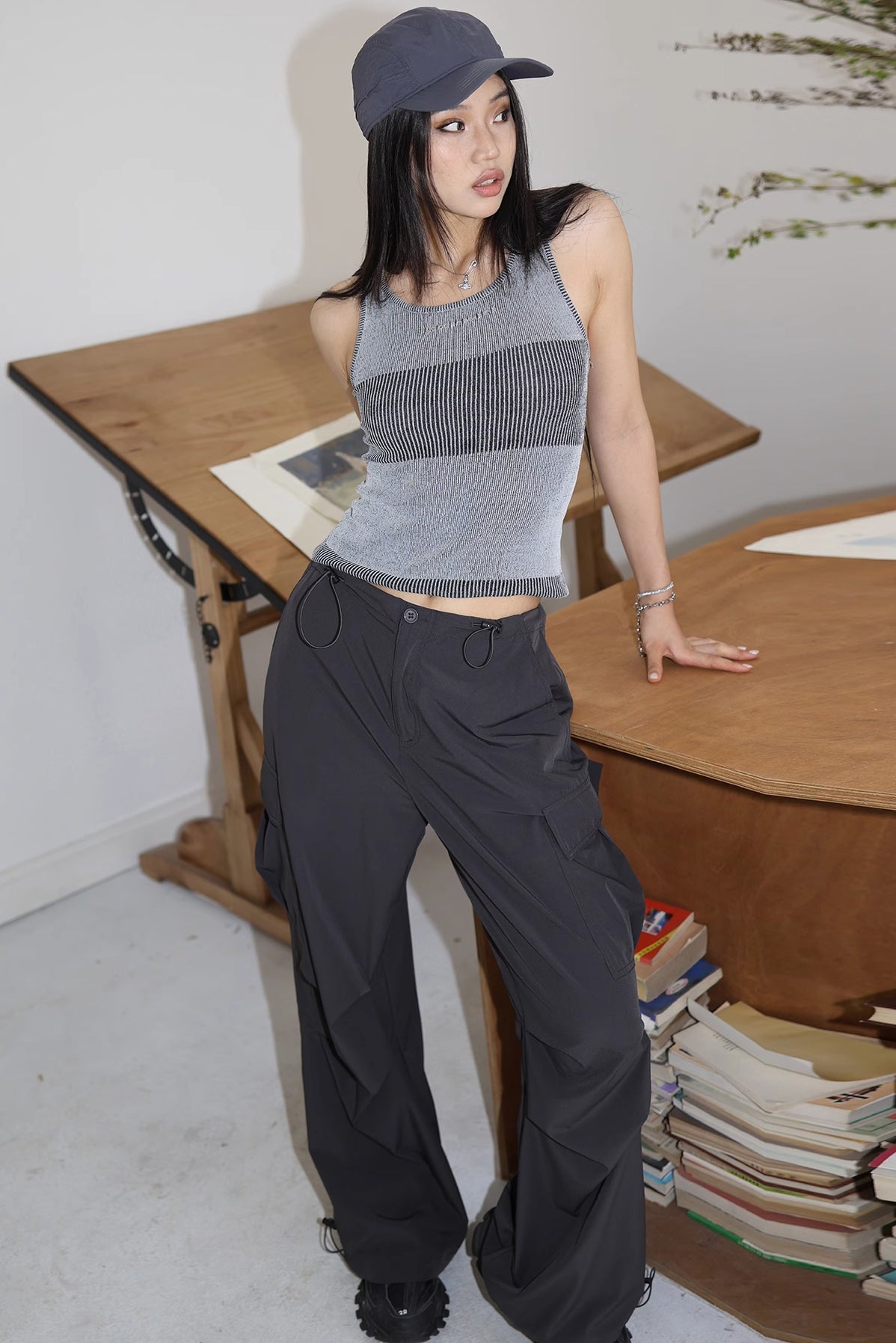 Lace Up Side Pocket Side Cargo Pants