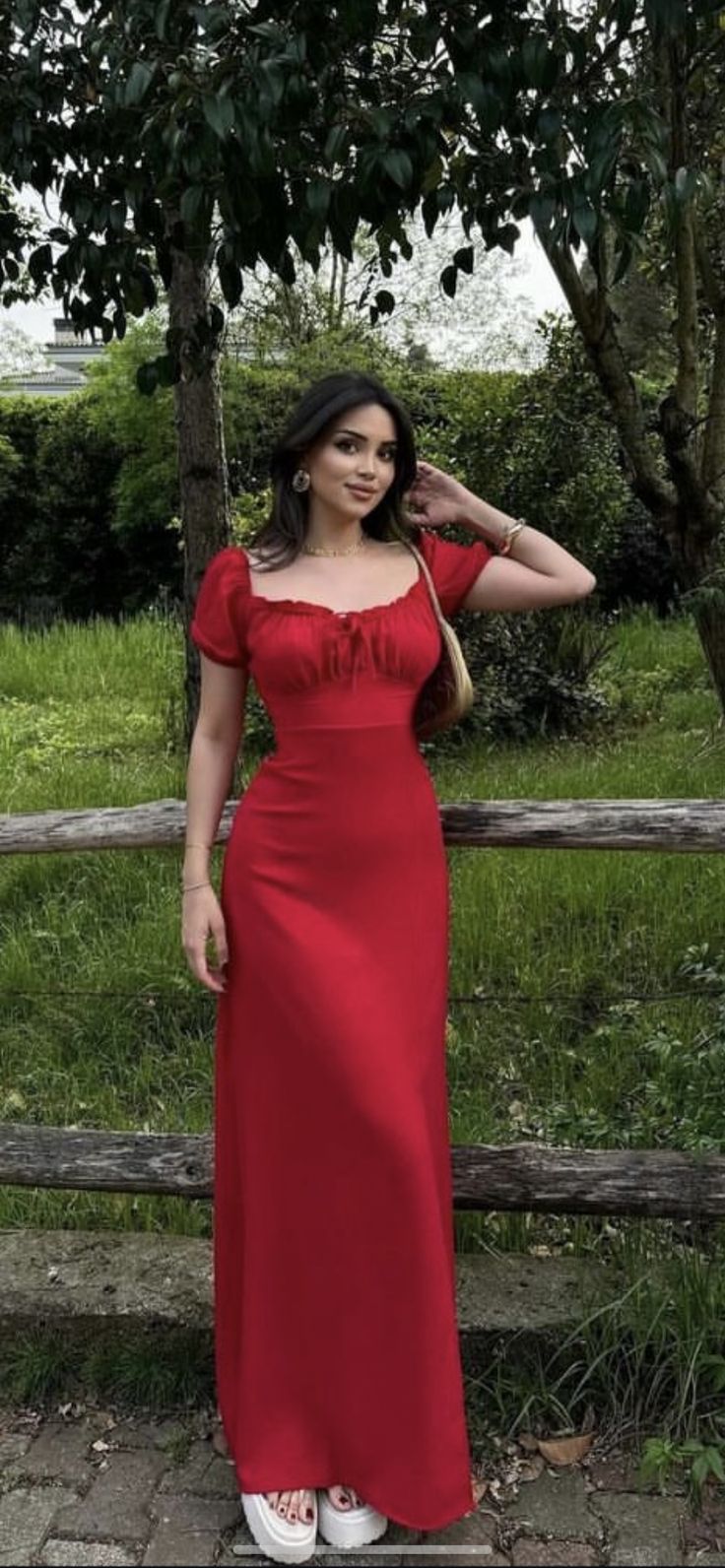 Red Party Dress Long Evening Dress Vintage Prom Dress - Fashionpara