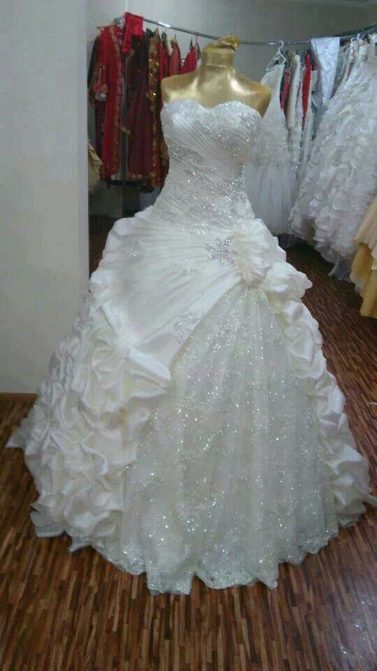 Luxury A Line Strapless Wedding Dresses, Sleeveless Shinny Bridal Gowns