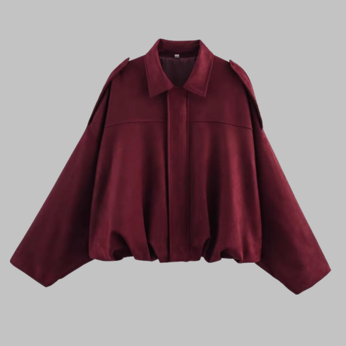 Suede Look Collared Drop Shoulder Bubble Hem Jacket 7