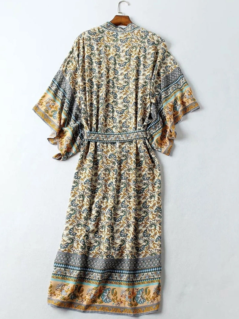 Pebble Beachwear Cotton Long Length Gown Robe Kimono - Fashionpara