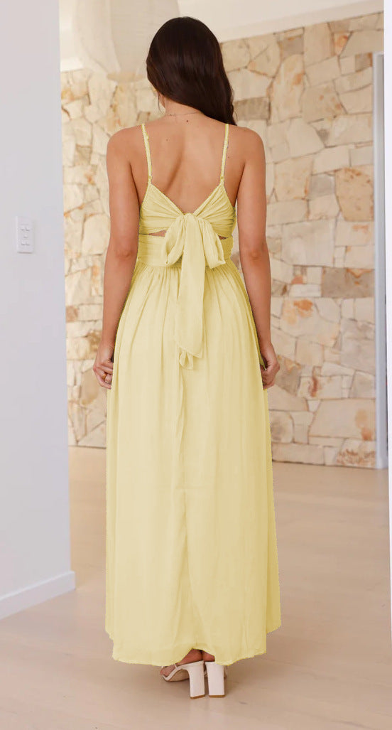 V-Neck Cross-Back Empire-Waist Flowy Maxi Dress 2