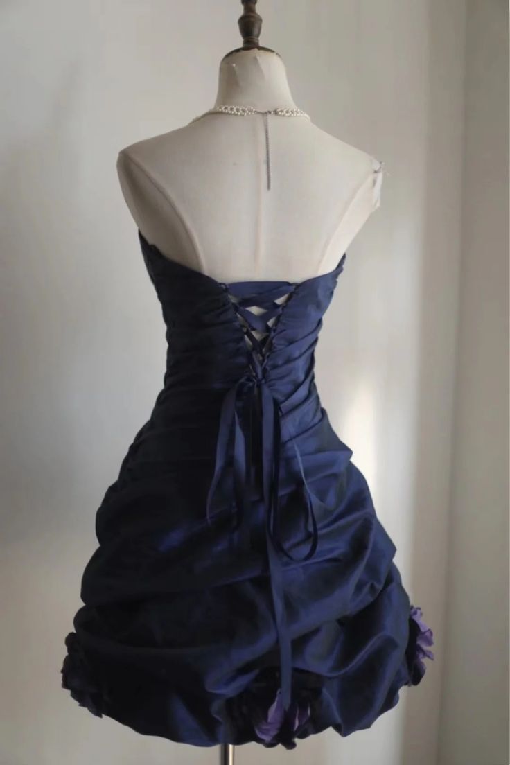 Retro Ball Gown Navy Blue Short Formal 8th Grade Homecoming Dresses Summer Middle School Hoco Dress 16th Birthday Outfits - Fashionpara
