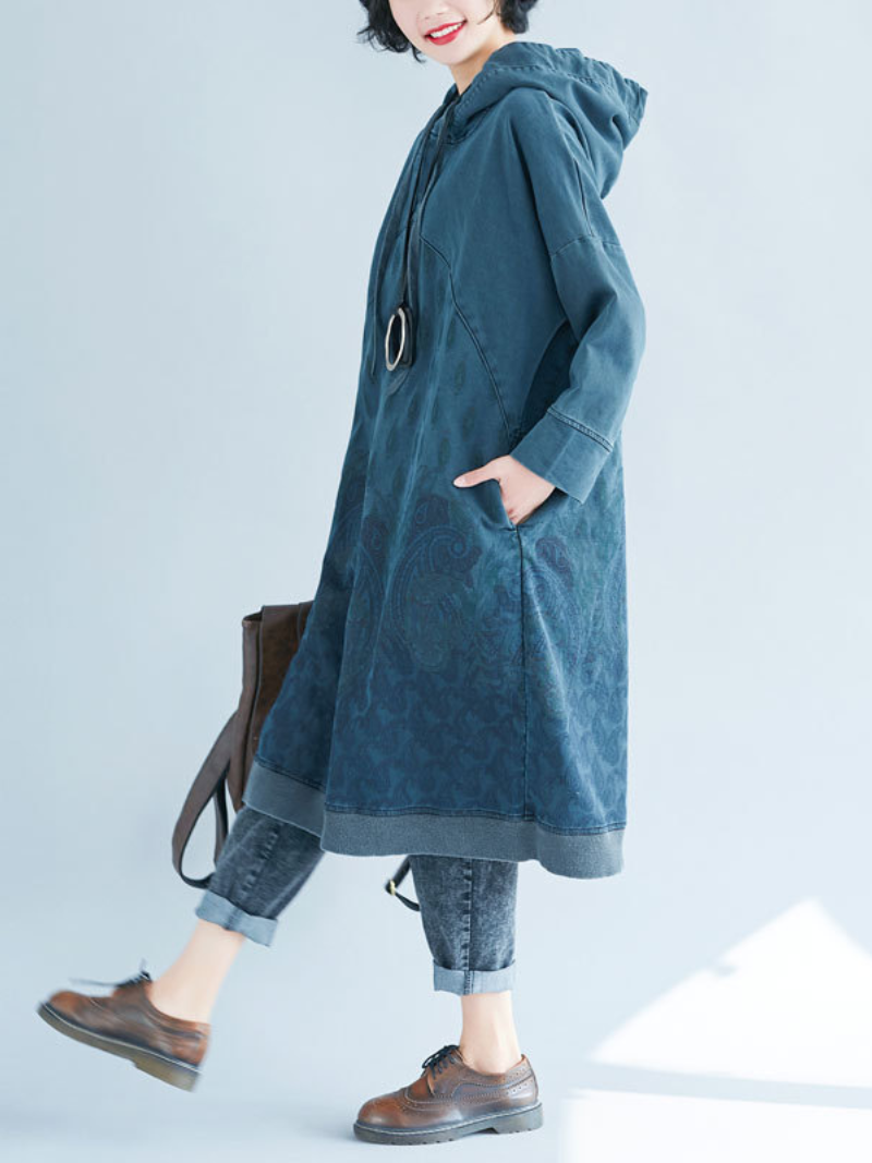 mid-length Hoodies, Oversize Sweatshirt With Styish Design, printed Hooded Sweater,peacock print hooded - Fashionpara