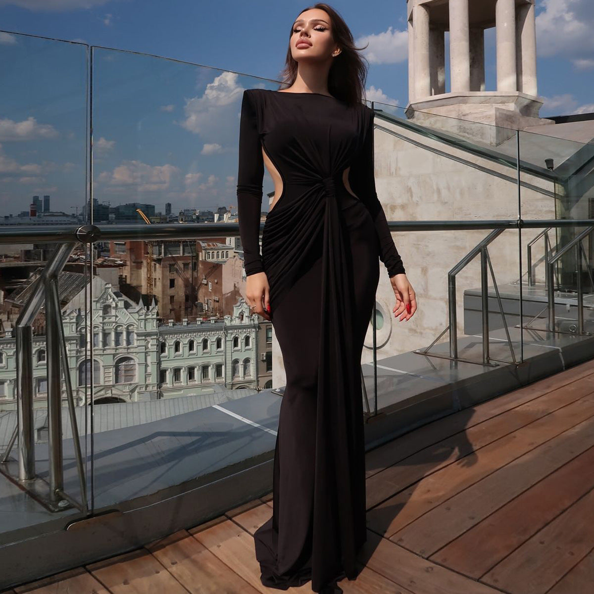 Gracing Date Bodycon Dress - Black