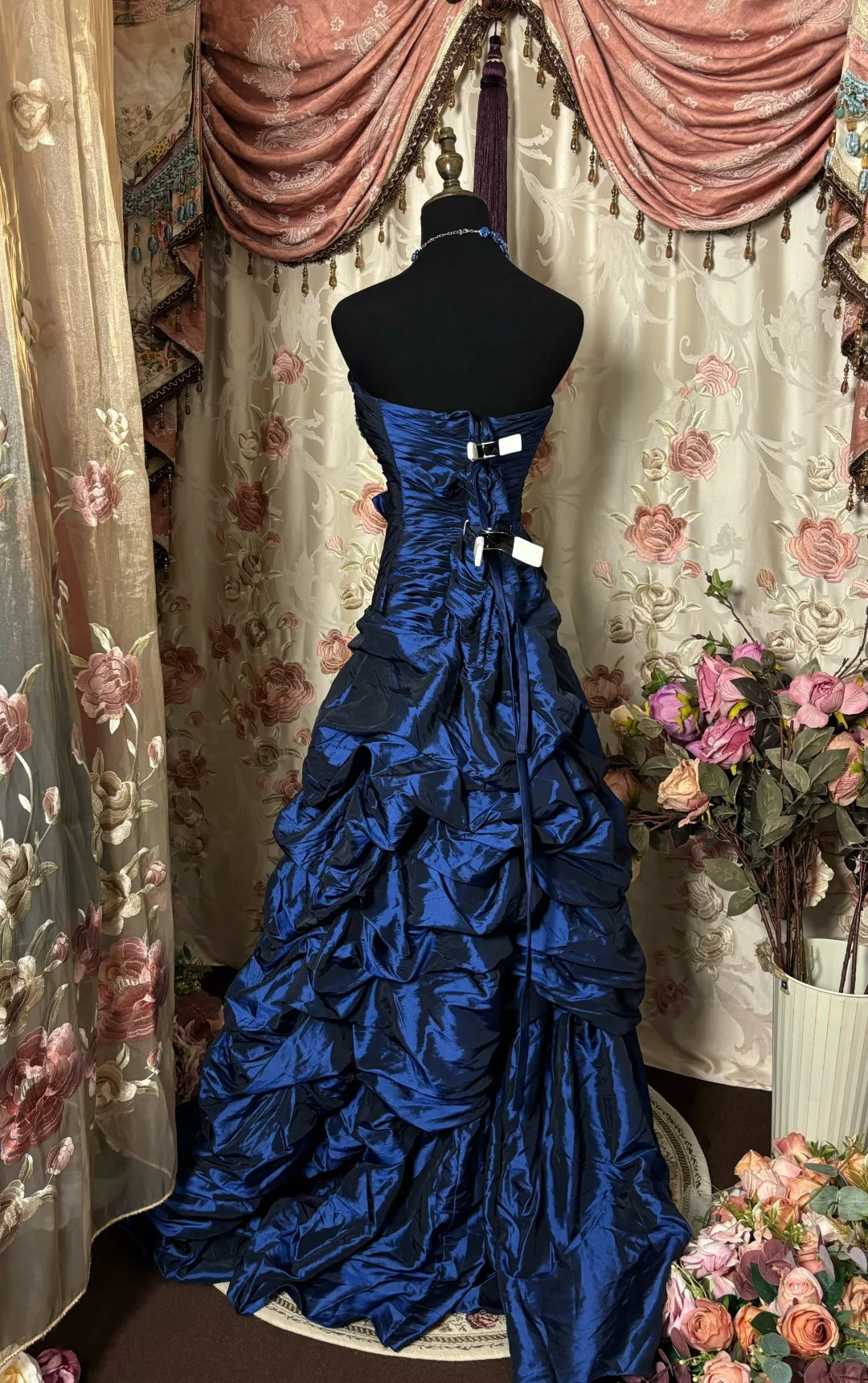 Blue Strapless Ball Gown Long Prom Dresslong Evening Gowns