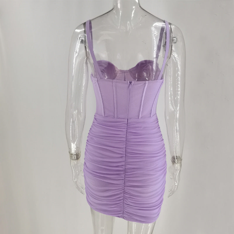Ruched Mesh Corset Sweetheart Bodycon Mini Dress 2